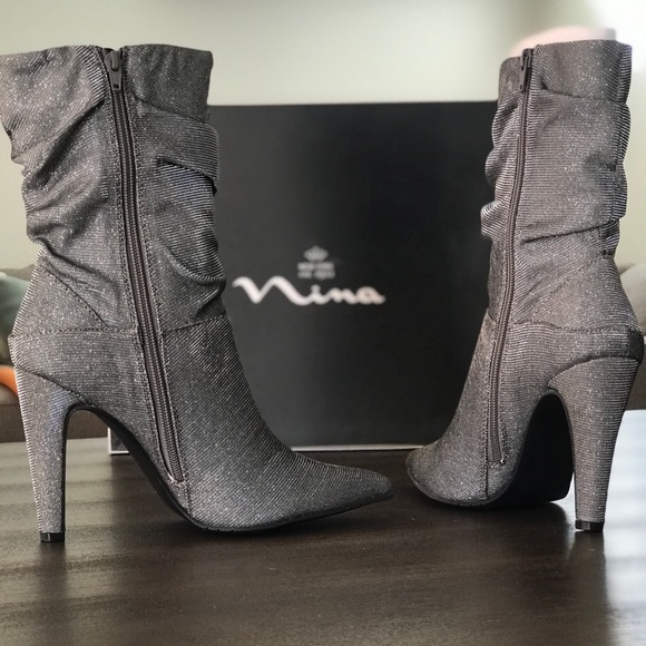 Nina Darla Ankle Boots Grey Sparkly - Picture 7 of 8